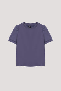Contrast Puffy Sleeves Top