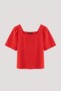 Puffy Sleeve Square Neck Top
