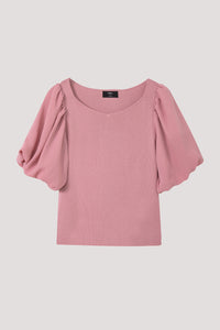 Puffed Sleeve Knit Blouse