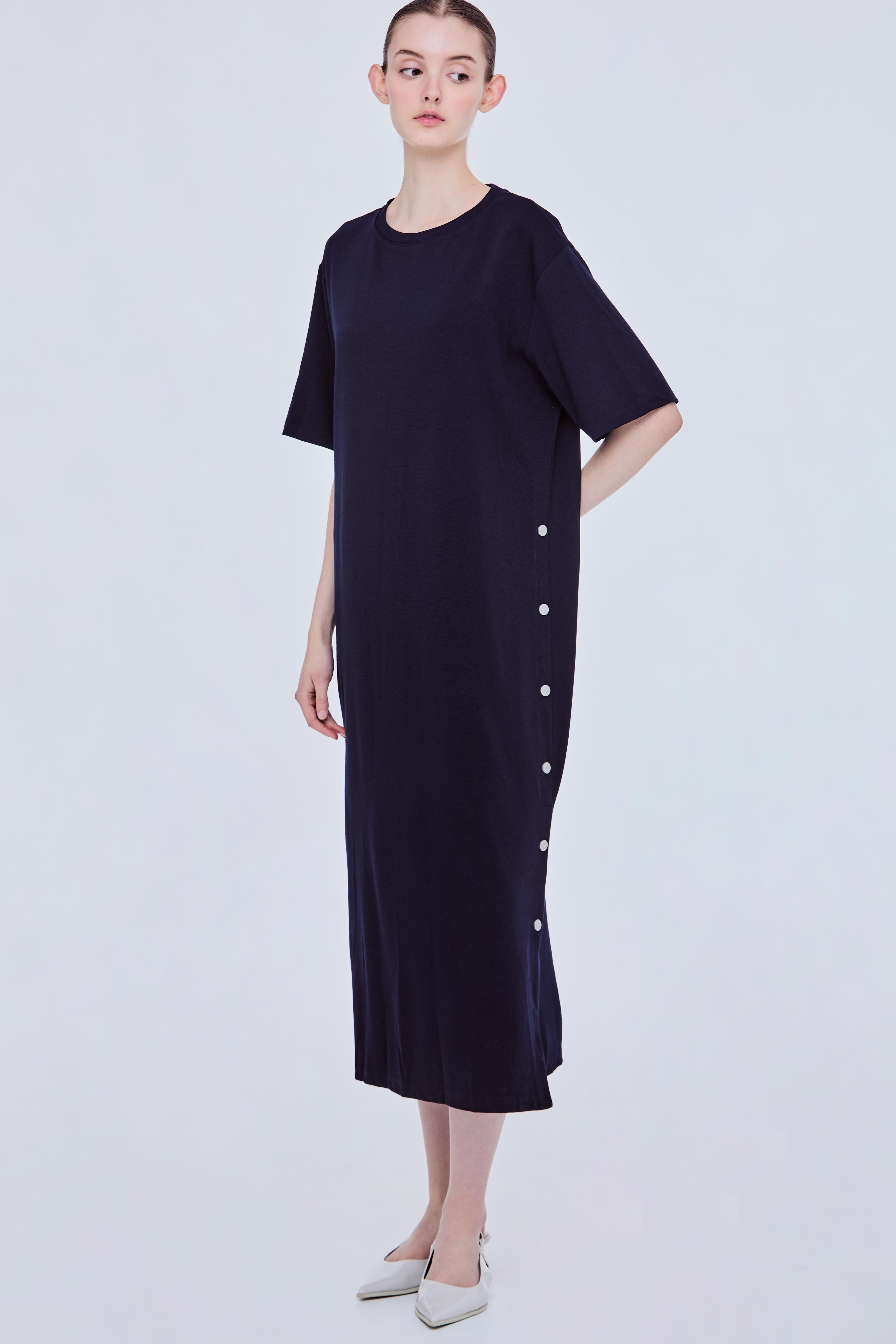 Buttoned Shift Midi Dress – iORA