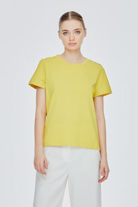 Stud Buttons Shoulder Tee