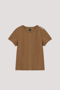 Stud Buttons Shoulder Tee