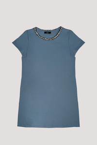 Ribbed Neck Tweed Dress