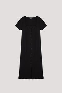 Buttoned Down Ribbed Knit Dress