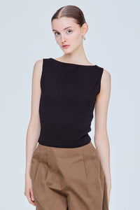 Clean Sleeveless Boat Neck Top