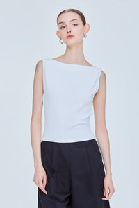 Clean Sleeveless Boat Neck Top