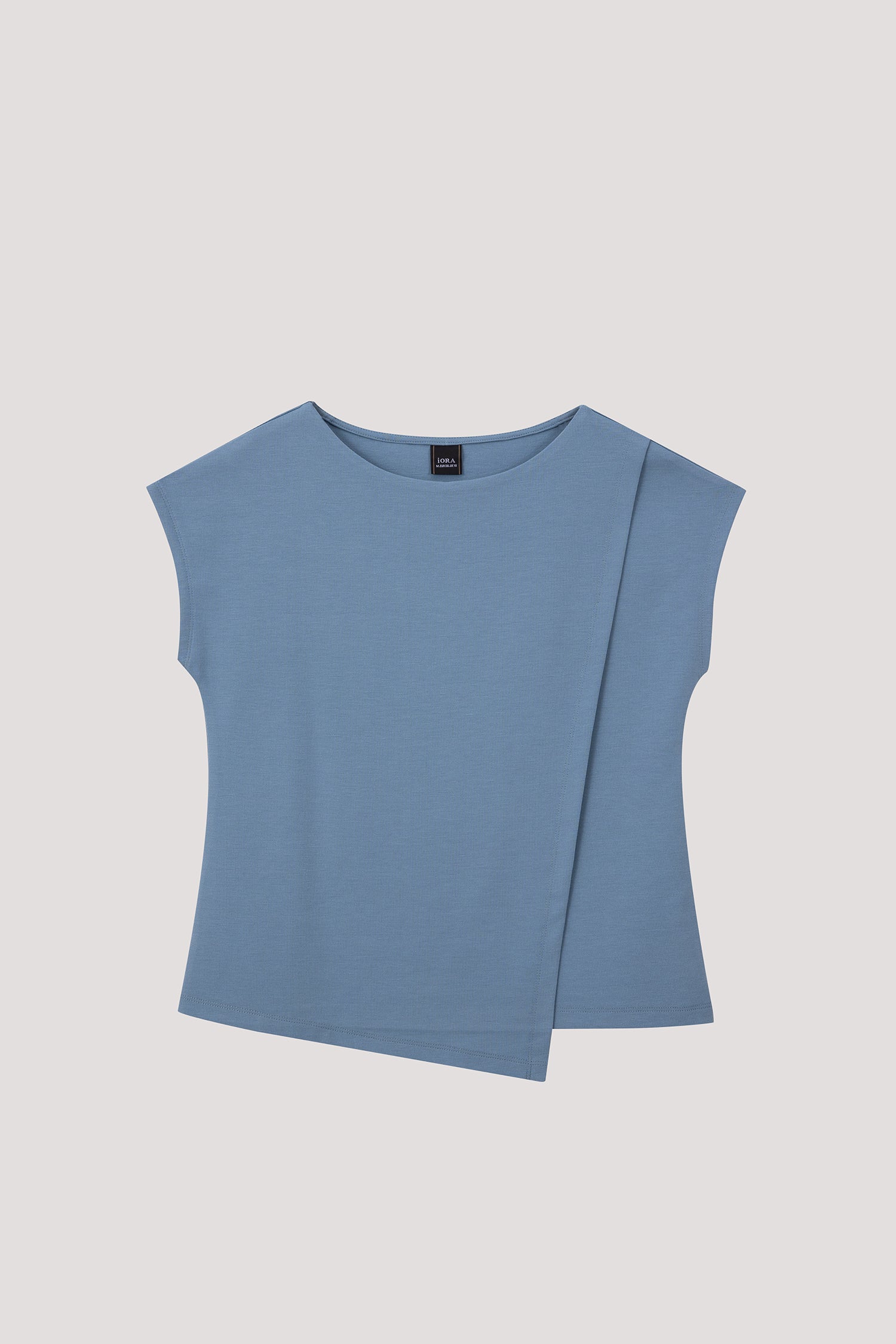Mesh Neck Contrast Panel Asymmetrical Blouse