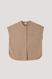 Linen Mandarin Collar Blouse