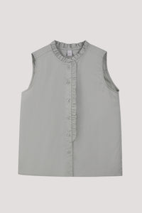 High Neck Ruffle Trim Blouse