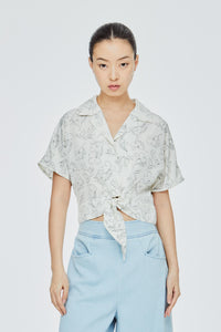 All Over Floral Printed Self Tie Blouse