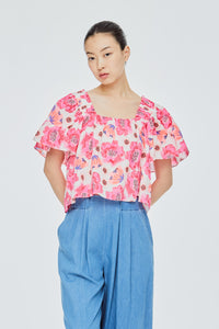 Flutter Sleeve Printed Floral Top