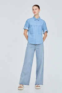Denim Front Patch On Pocket Top
