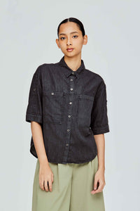 Denim Front Patch On Pocket Top