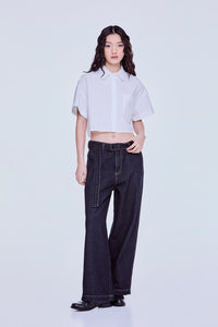Belted Denim Pants