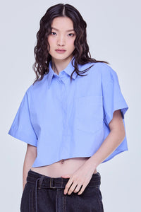 Collared Cropped Stripes Shirt