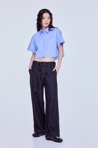 Belted Denim Pants