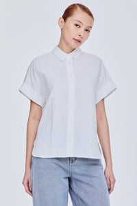 Short Sleeve Button-Down Blouse