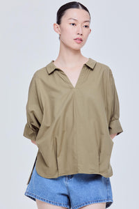 Collared V-Neck Top