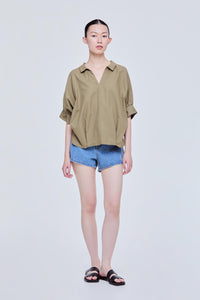 Collared V-Neck Top