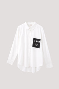 Printed Graphic Pocket Button Down Top