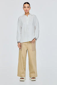 Contrast Sleeve Cuff Top