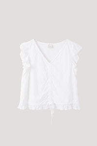 Ruffle Sleeve Ruched Top
