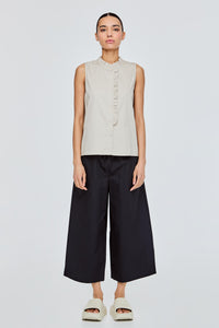High Neck Ruffle Trim Blouse