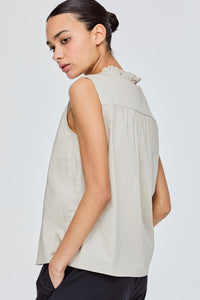 High Neck Ruffle Trim Blouse
