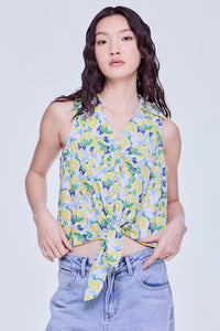 Collared Self-Tie Blouse