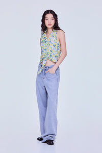 Collared Self-Tie Blouse