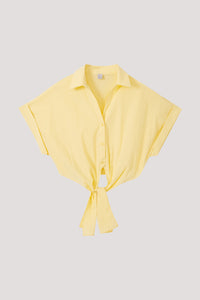Cropped Collared Self Tie Blouse