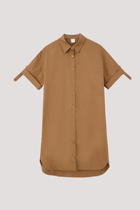 Folded Short Sleeve Shirt Dress