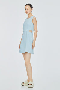 Cut-Out Mini Denim Dress