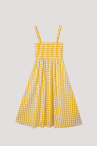 Gingham Shirred Dress