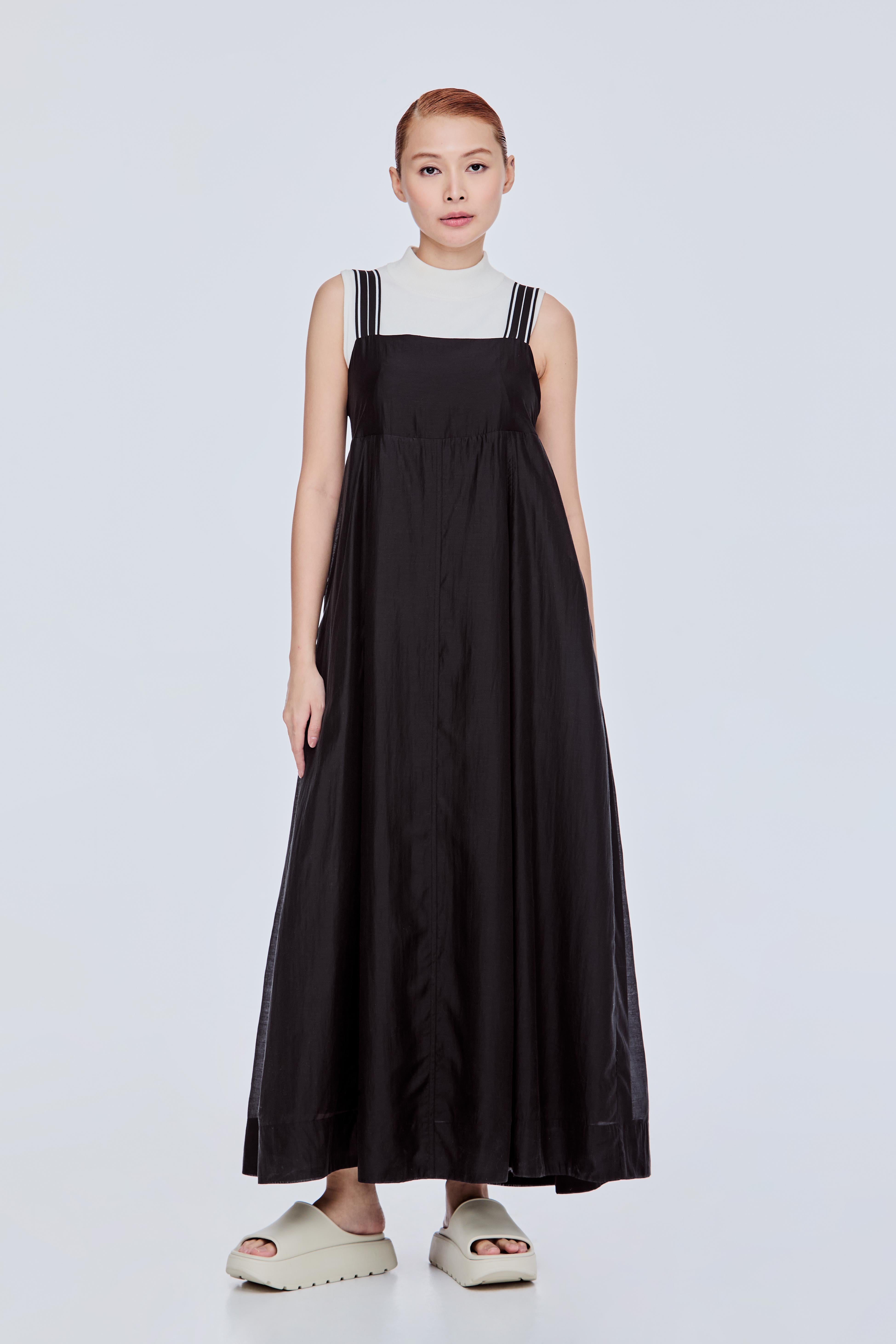 Contrast Straps Flare Dress iORA Contrast Straps Flare Dress iORA