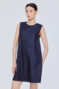 Denim Panelled A-Line Dress