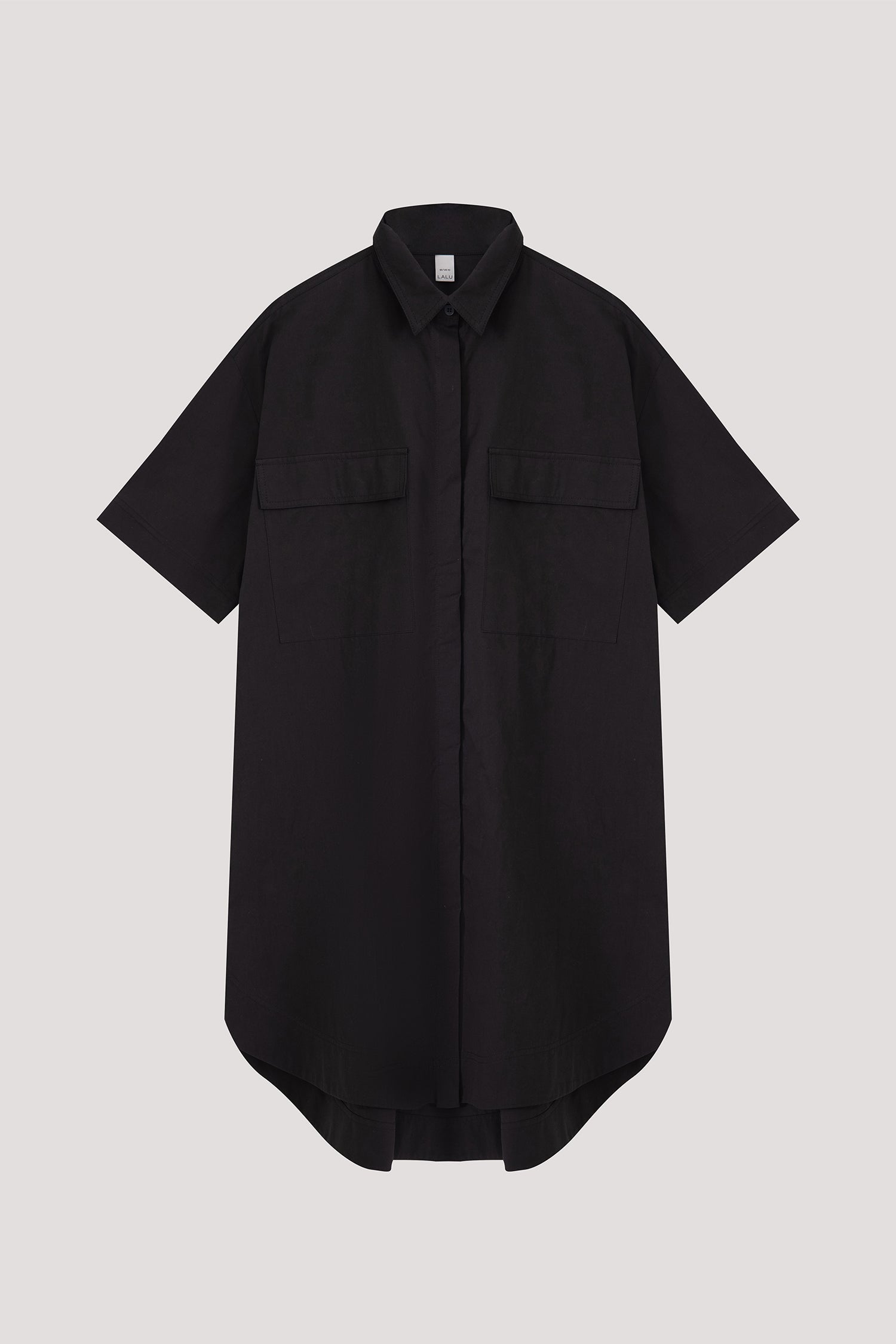 Scrunched Boxy Shift Shirt Dress