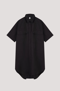 Scrunched Boxy Shift Shirt Dress