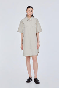 Scrunched Boxy Shift Shirt Dress