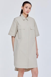 Scrunched Boxy Shift Shirt Dress