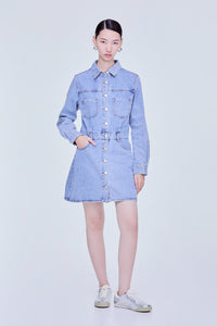 Mini Denim Collar Shirt Dress