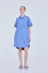 Denim Collared Shirt Dress