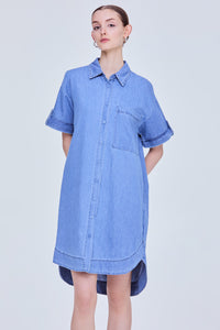 Denim Collared Shirt Dress
