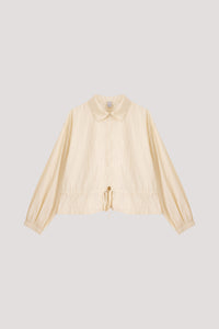 Adjustable Collar Drawstring Shirt