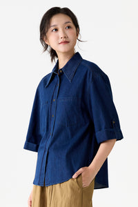 Roll-Up Sleeve Denim Shirt