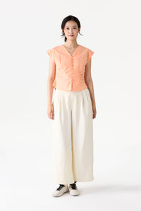 Pleated V-Neck Top