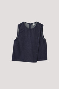 Diagonal Button Denim Tank Top