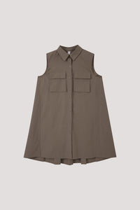 Collared Sleeveless Pleated Dress