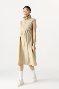 Ruched Drawstring Sleeveless Dress