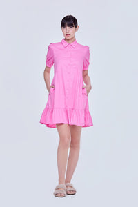 Puffy Buttondown Mini Dress